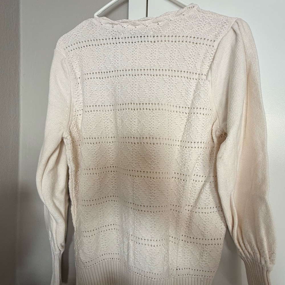 LOFT Cream Textured Knit Sweater